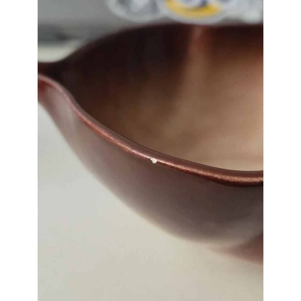Vintage California Pottery Leaf Bowl Brown Drip Glaze‎ 10